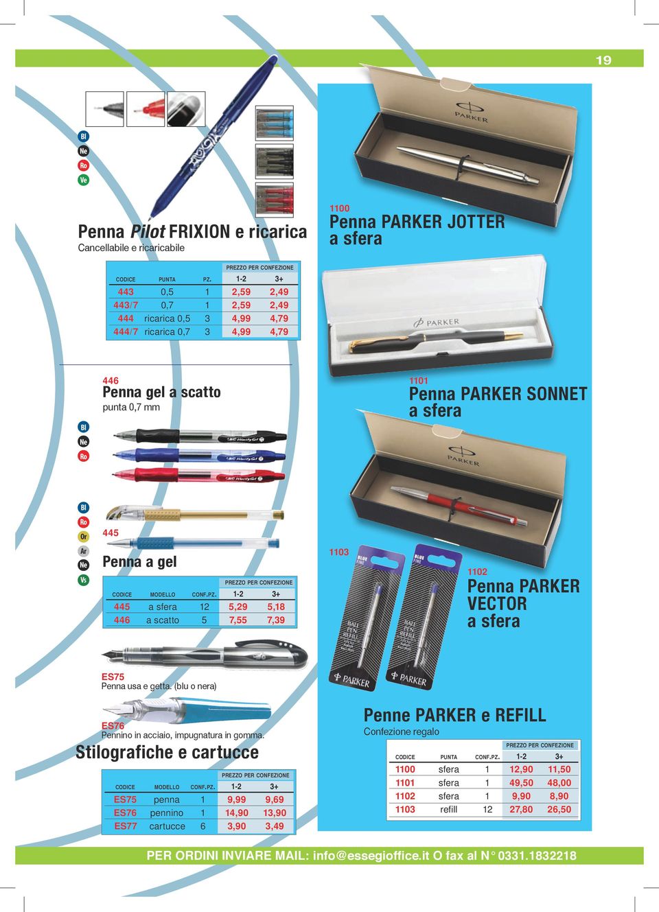 2 5-2 5,29 7,55 5,8 7,39 03 02 Penna PARkeR VECTOR a sfera ES75 Penna usa e getta. (u o nera) ES7 Pennino in acciaio, impugnatura in gomma.