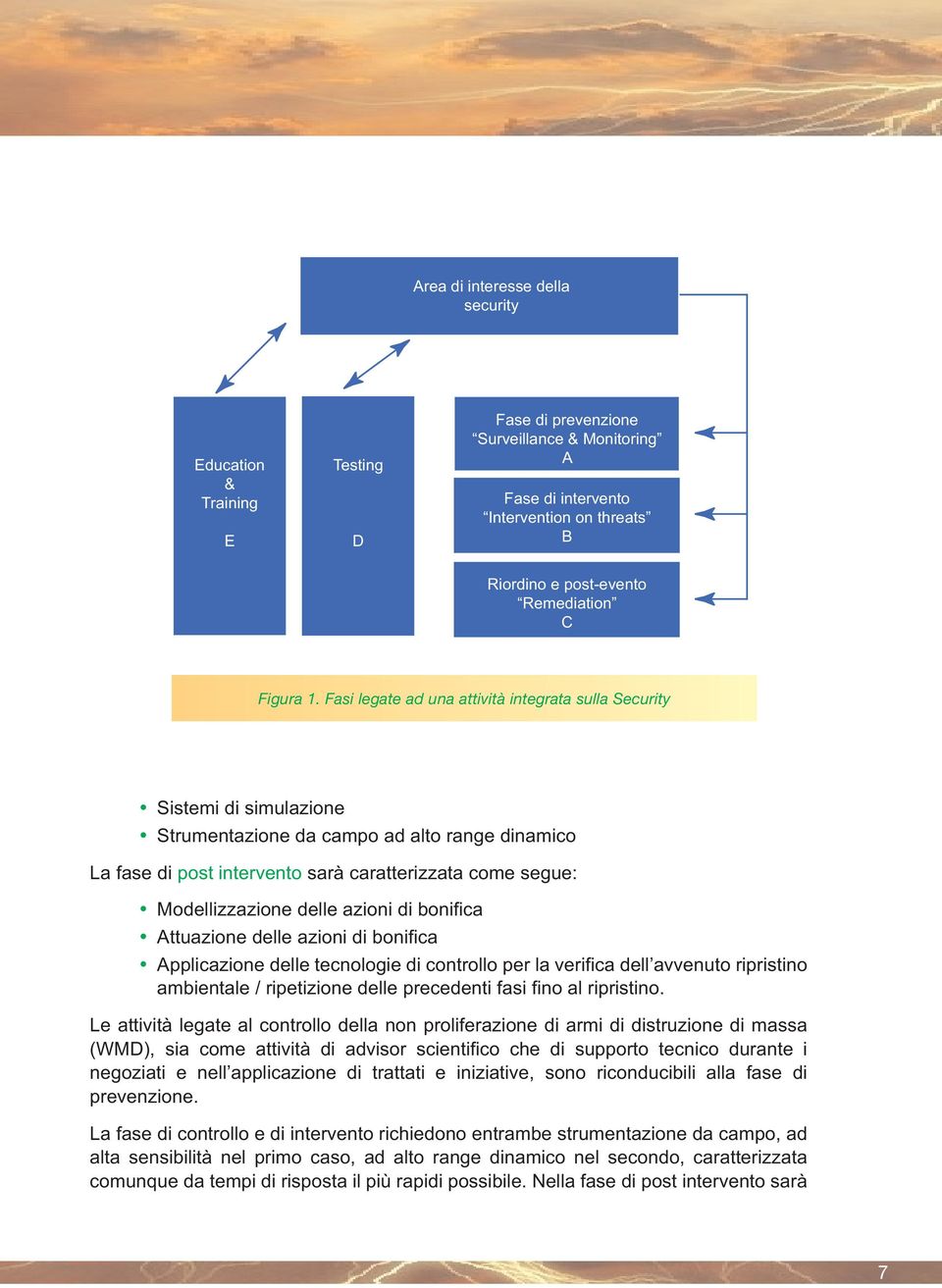 Fasi legate ad una attività integrata sulla Security Sistemi di simulazione Strumentazione da campo ad alto range dinamico La fase di post intervento sarà caratterizzata come segue: Modellizzazione