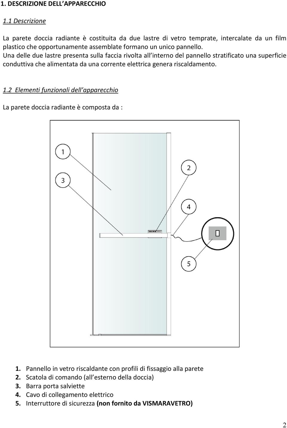 Una delle due lastre presenta sulla faccia rivolta all interno del pannello stratificato una superficie conduttiva che alimentata da una corrente elettrica genera riscaldamento.