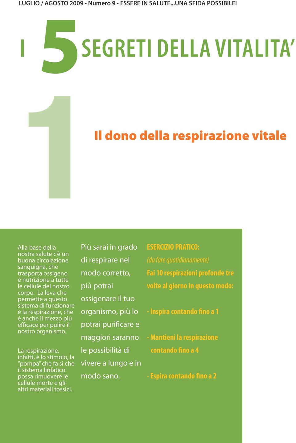 corpo. La leva che permette a questo sistema di funzionare è la respirazione, che è anche il mezzo più efficace per pulire il nostro organismo.