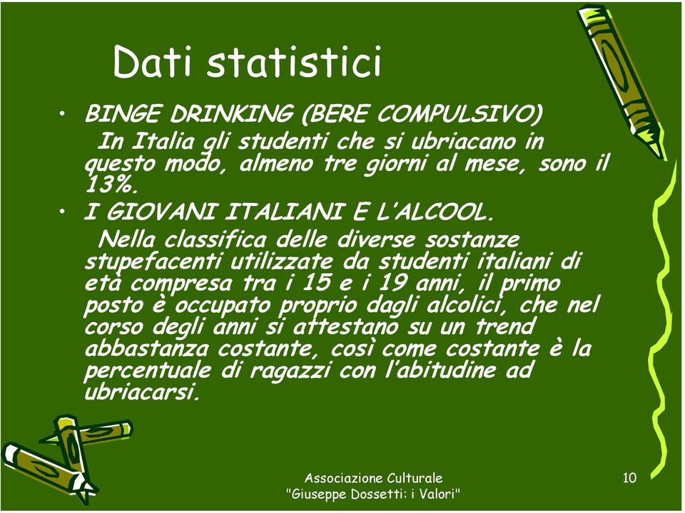 Nella classifica delle diverse sostanze stupefacenti utilizzate da studenti italiani di età compresa tra i 15 e i 19 anni,