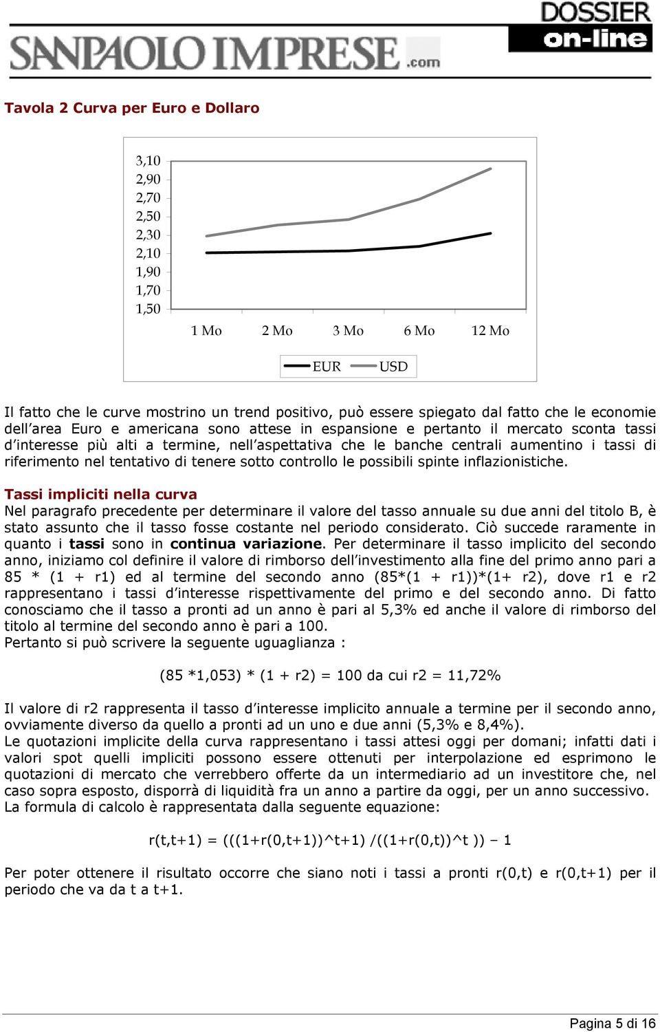 riferimento nel tentativo di tenere sotto controllo le possibili spinte inflazionistiche.