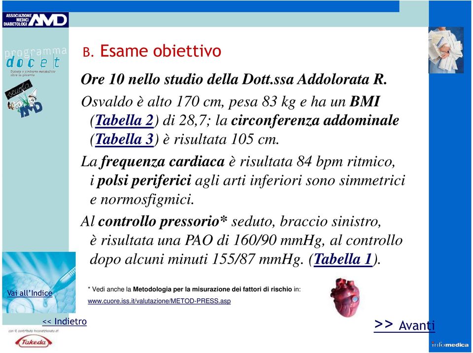 La frequenza cardiaca è risultata 84 bpm ritmico, i polsi periferici agli arti inferiori sono simmetrici e normosfigmici.