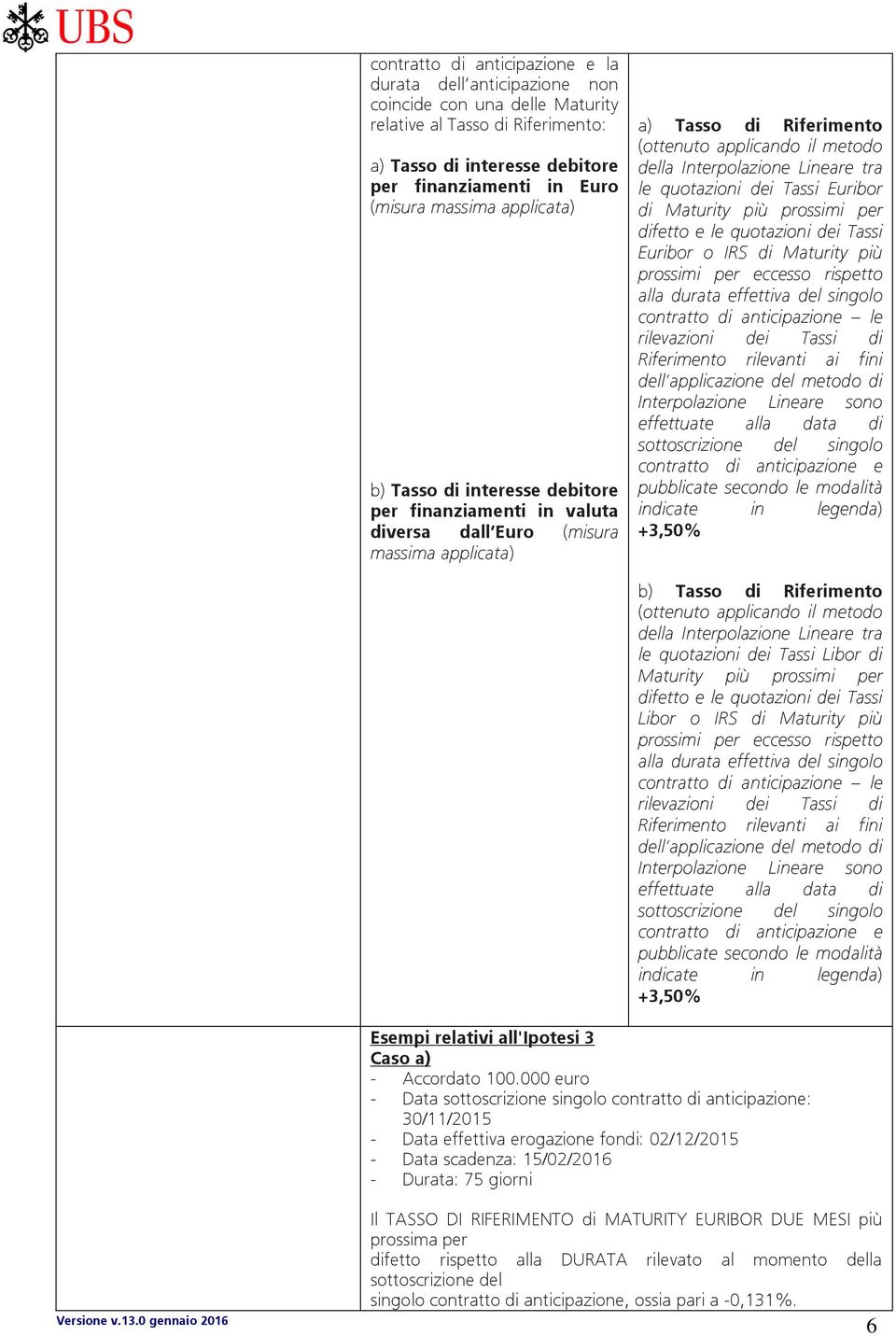 Lineare tra le quotazioni dei Tassi Euribor di Maturity più prossimi per difetto e le quotazioni dei Tassi Euribor o IRS di Maturity più prossimi per eccesso rispetto alla durata effettiva del