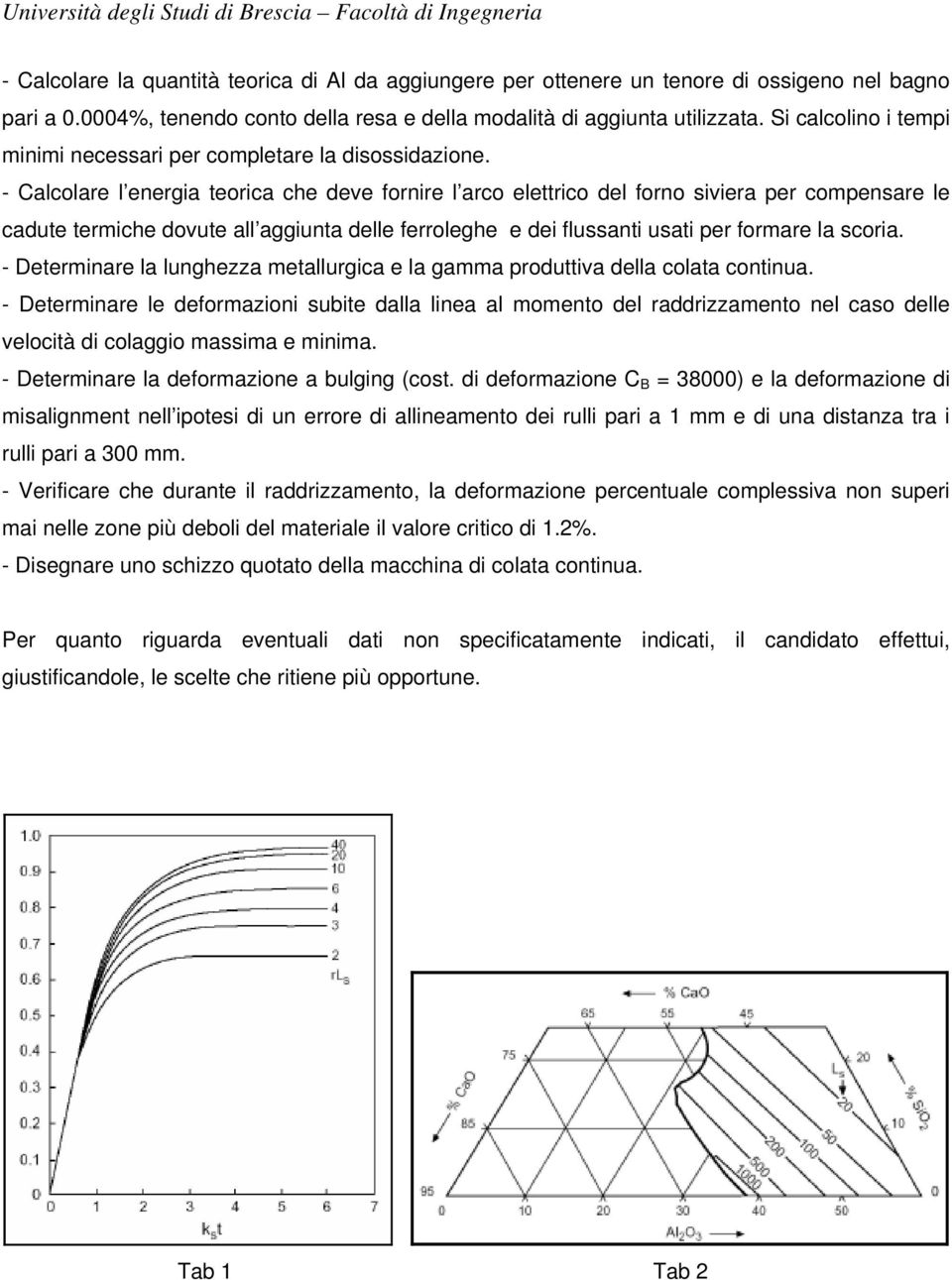 - Calcolare l energia teorica che deve fornire l arco elettrico del forno siviera per compensare le cadute termiche dovute all aggiunta delle ferroleghe e dei flussanti usati per formare la scoria.