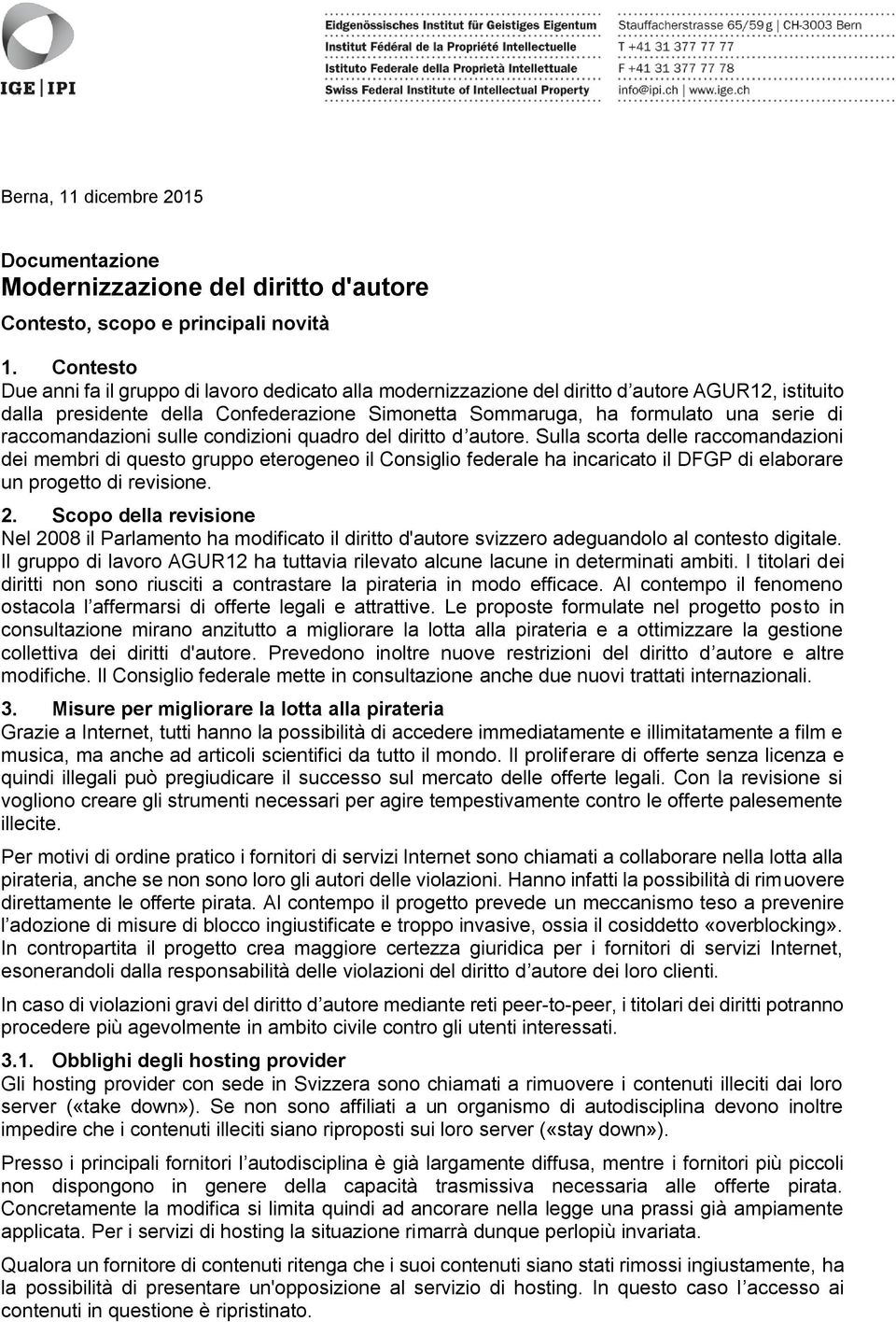 raccomandazioni sulle condizioni quadro del diritto d autore.