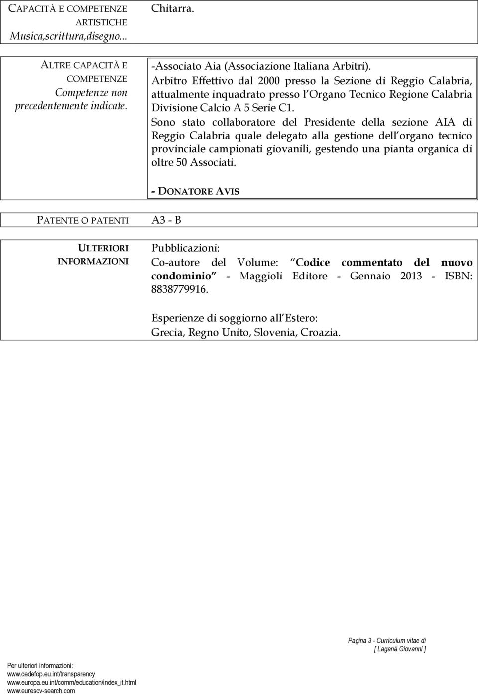 Sono stato collaboratore del Presidente della sezione AIA di Reggio Calabria quale delegato alla gestione dell organo tecnico provinciale campionati giovanili, gestendo una pianta organica di oltre