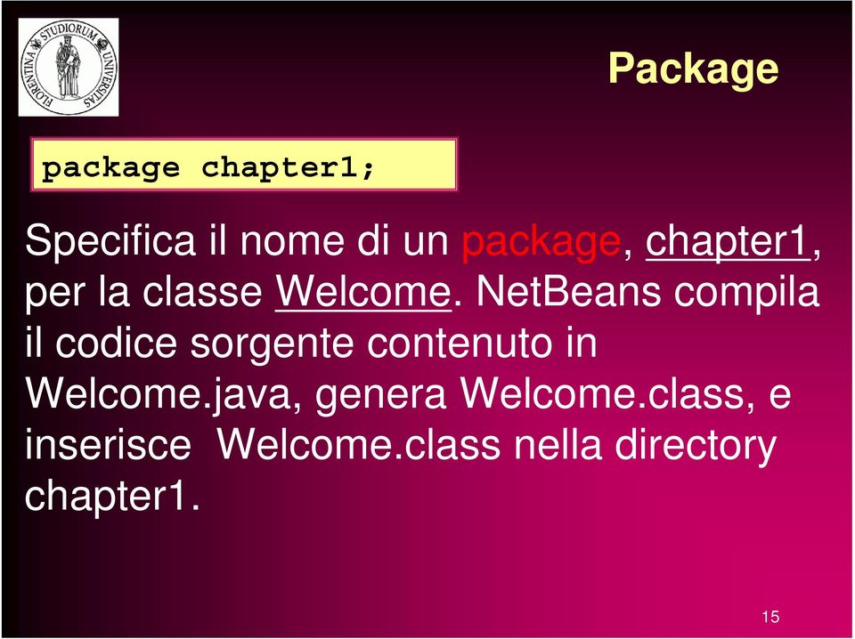 NetBeans compila il codice sorgente contenuto in Welcome.