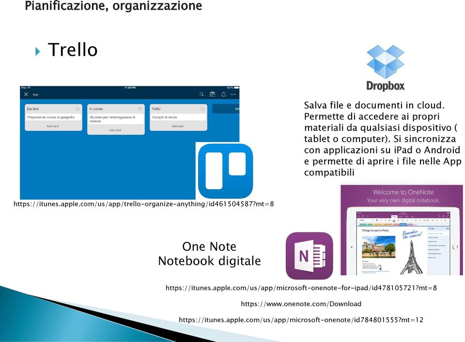 Si sincronizza con applicazioni su ipad o Android e permette di aprire i file nelle App compatibili https://itunes.apple.