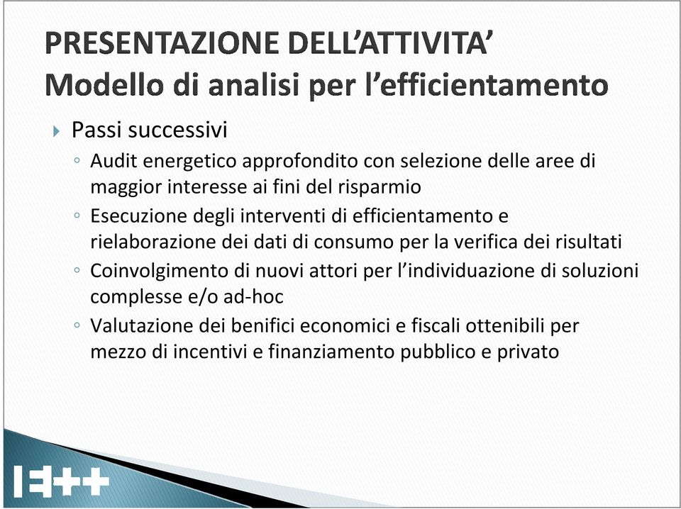 verifica dei risultati Coinvolgimento di nuovi attori per l individuazione di soluzioni complesse e/o ad