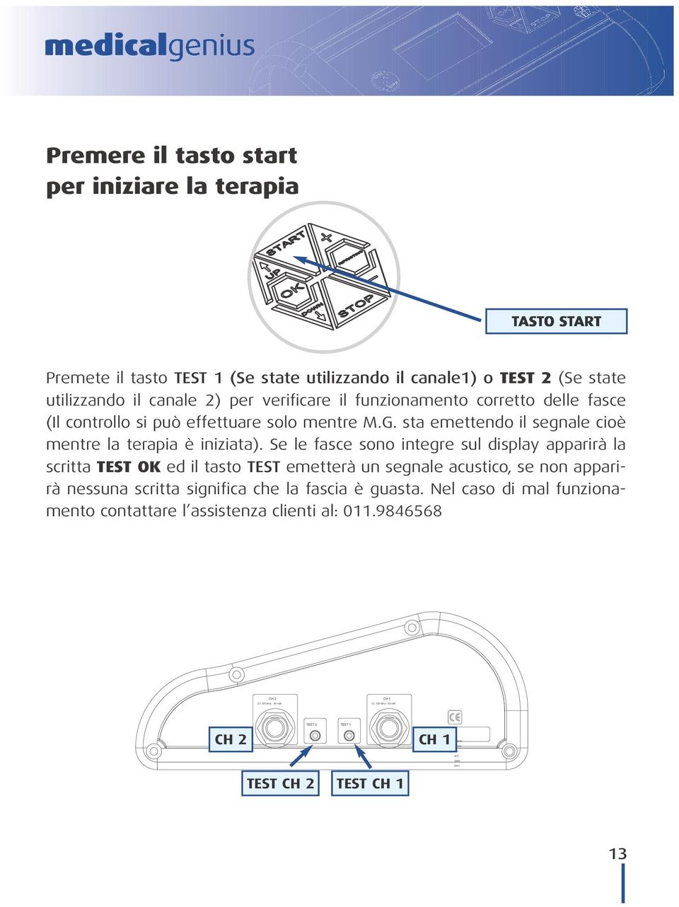verificare il funzionamento corretto delle fasce (Il controllo si può effettuare solo mentre M.G. sta emettendo il segnale cioè mentre la terapia è iniziata).