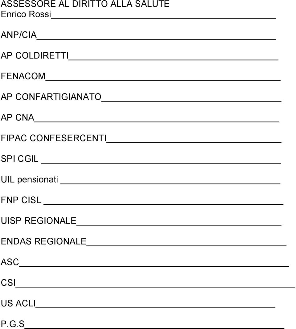 CNA FIPAC CONFESERCENTI SPI CGIL UIL pensionati FNP