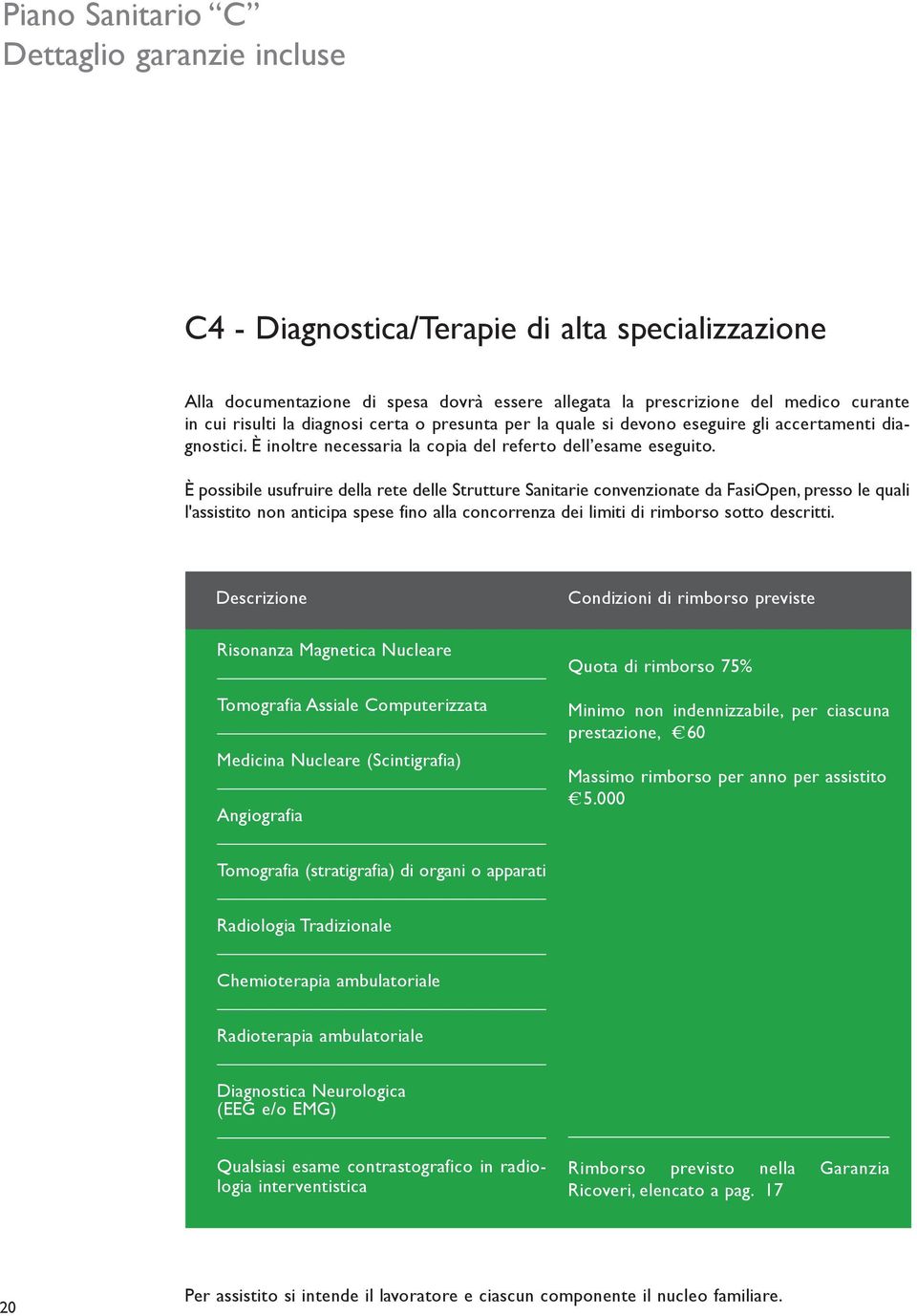 È possibile usufruire della rete delle Strutture Sanitarie convenzionate da FasiOpen, presso le quali l'assistito non anticipa spese fino alla concorrenza dei limiti di rimborso sotto descritti.