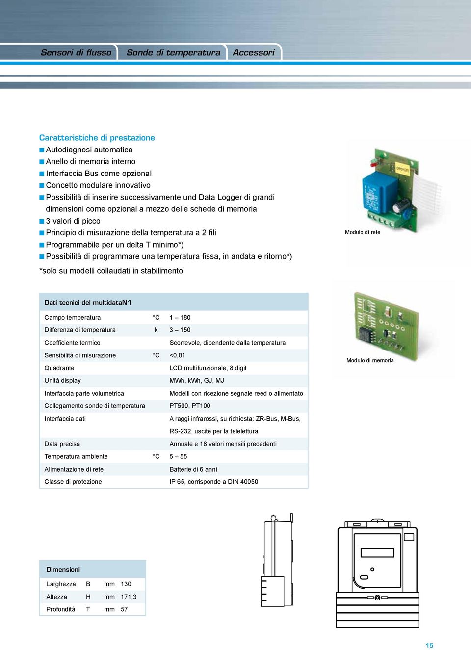 Programmabile per un delta T minimo*) Possibilità di programmare una temperatura fissa, in andata e ritorno*) Modulo di rete *solo su modelli collaudati in stabilimento Dati tecnici del multidatan1