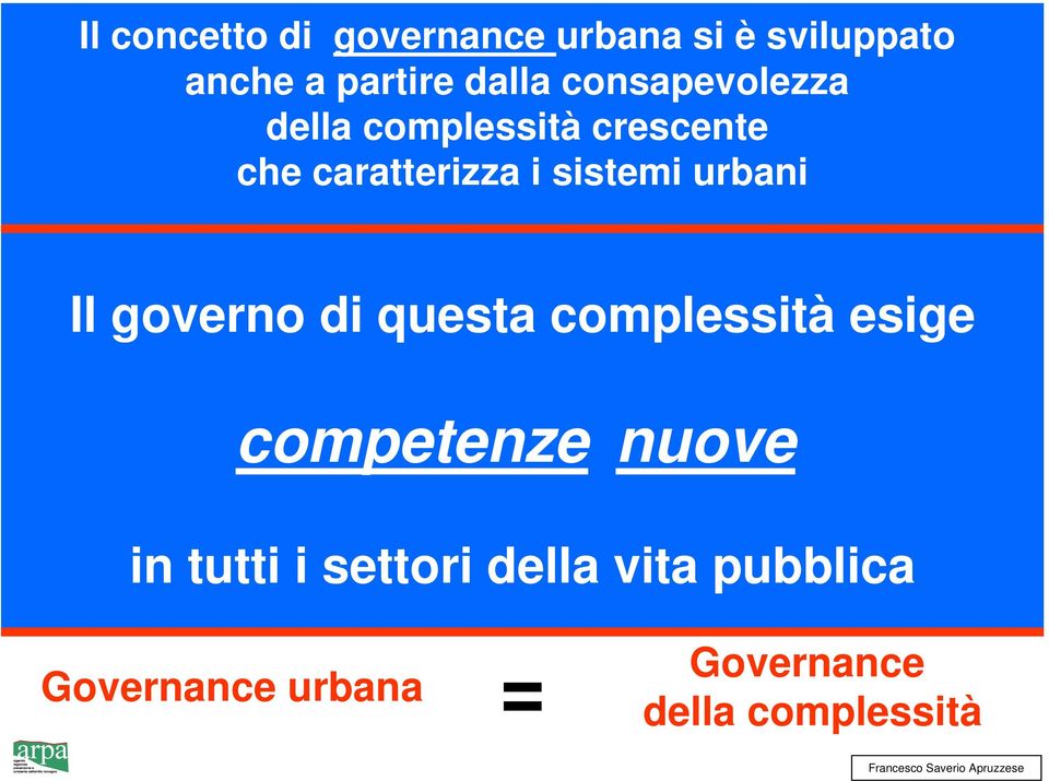 urbani Il governo di questa complessità esige competenze nuove in tutti