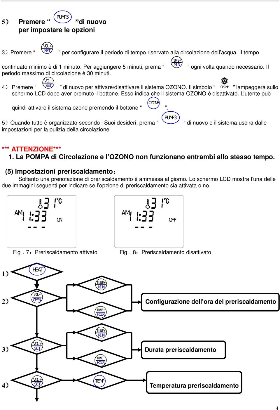 Il simbolo lampeggerà sullo schermo LCD dopo aver premuto il bottone. Esso indica che il sistema OZONO è disattivato.