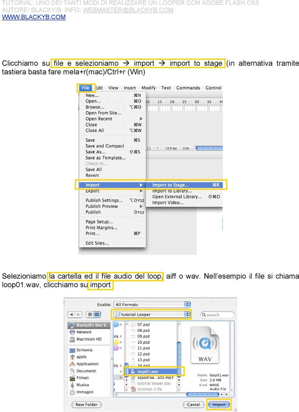 (Win) Selezioniamo la cartella ed il file audio del loop, aiff