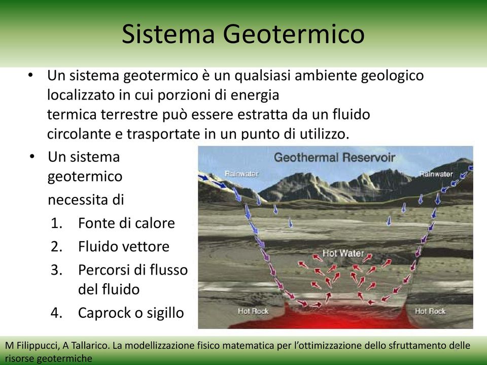 Un sistema geotermico necessita di 1. Fonte di calore 2. Fluido vettore 3. Percorsi di flusso del fluido 4.