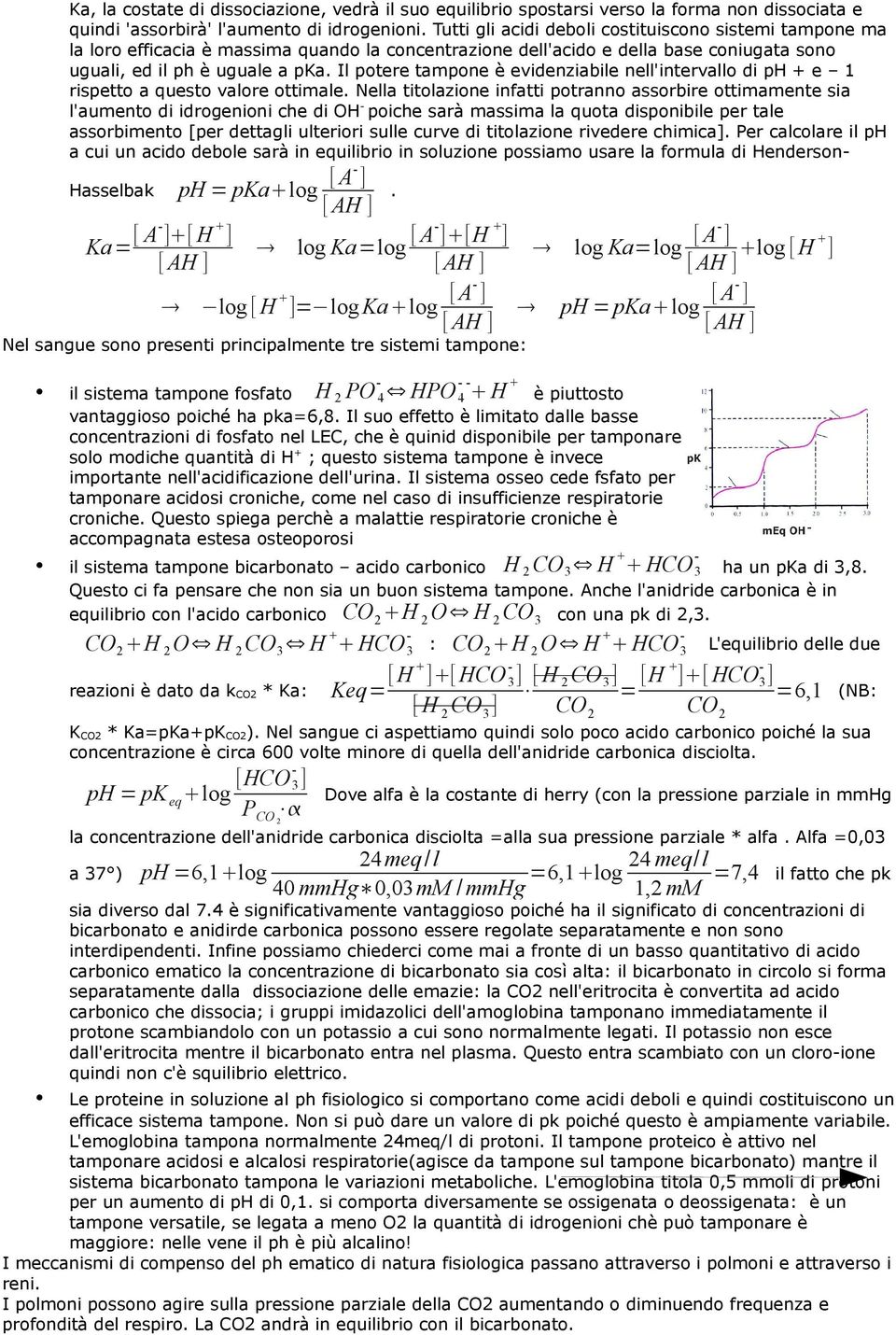 Il potere tampone è evidenziabile nell'intervallo di ph + e 1 rispetto a questo valore ottimale.