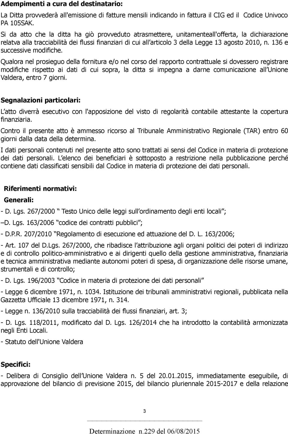 136 e successive modifiche.