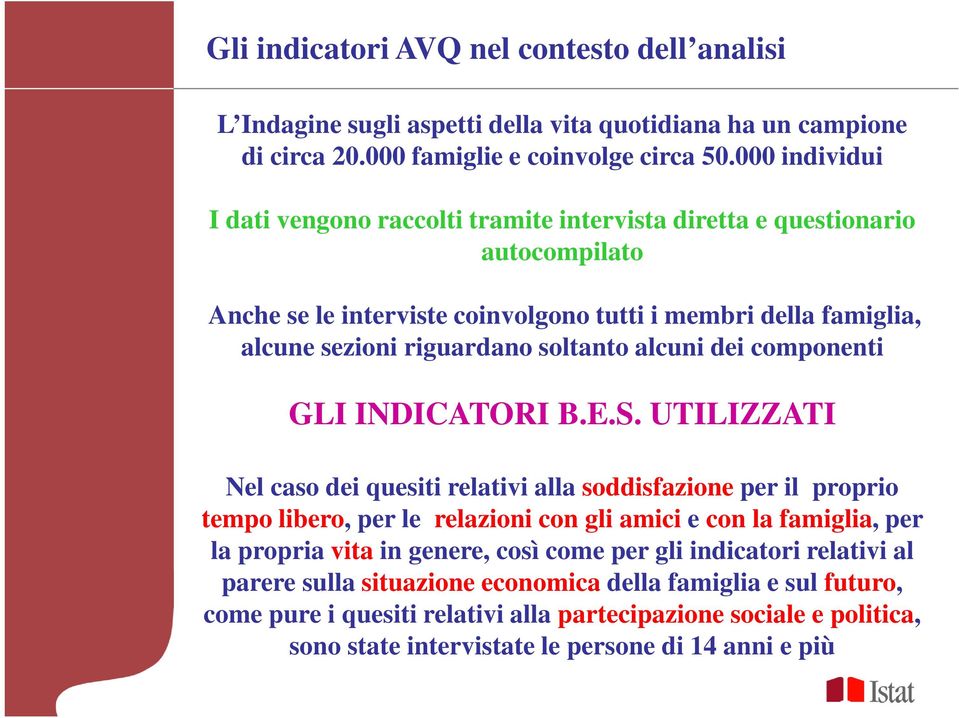 alcuni dei componenti GLI INDICATORI B.E.S.