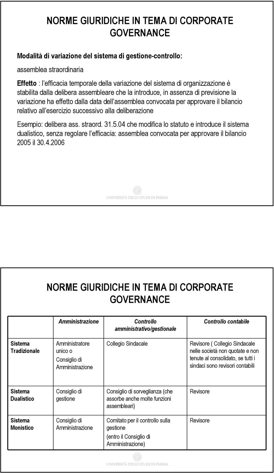 esercizio successivo alla deliberazione Esempio: delibera ass. straord. 31.5.