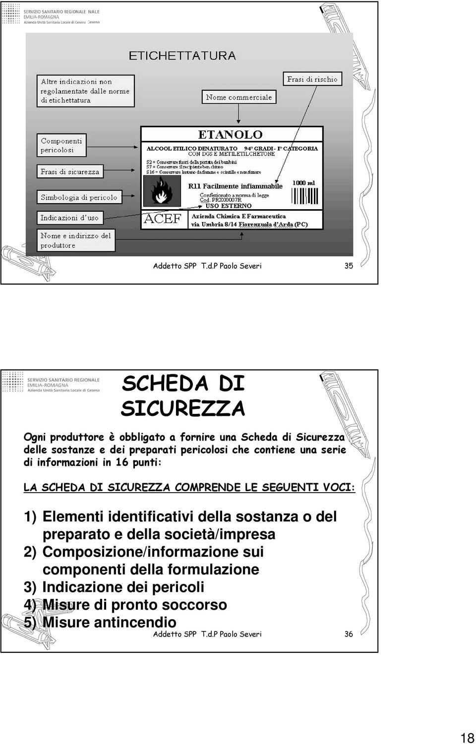 1) Elementi identificativi della sostanza o del preparato e della società/impresa 2) Composizione/informazione sui componenti