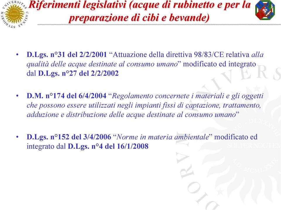 Lgs. n 27 del 2/2/2002 D.M.