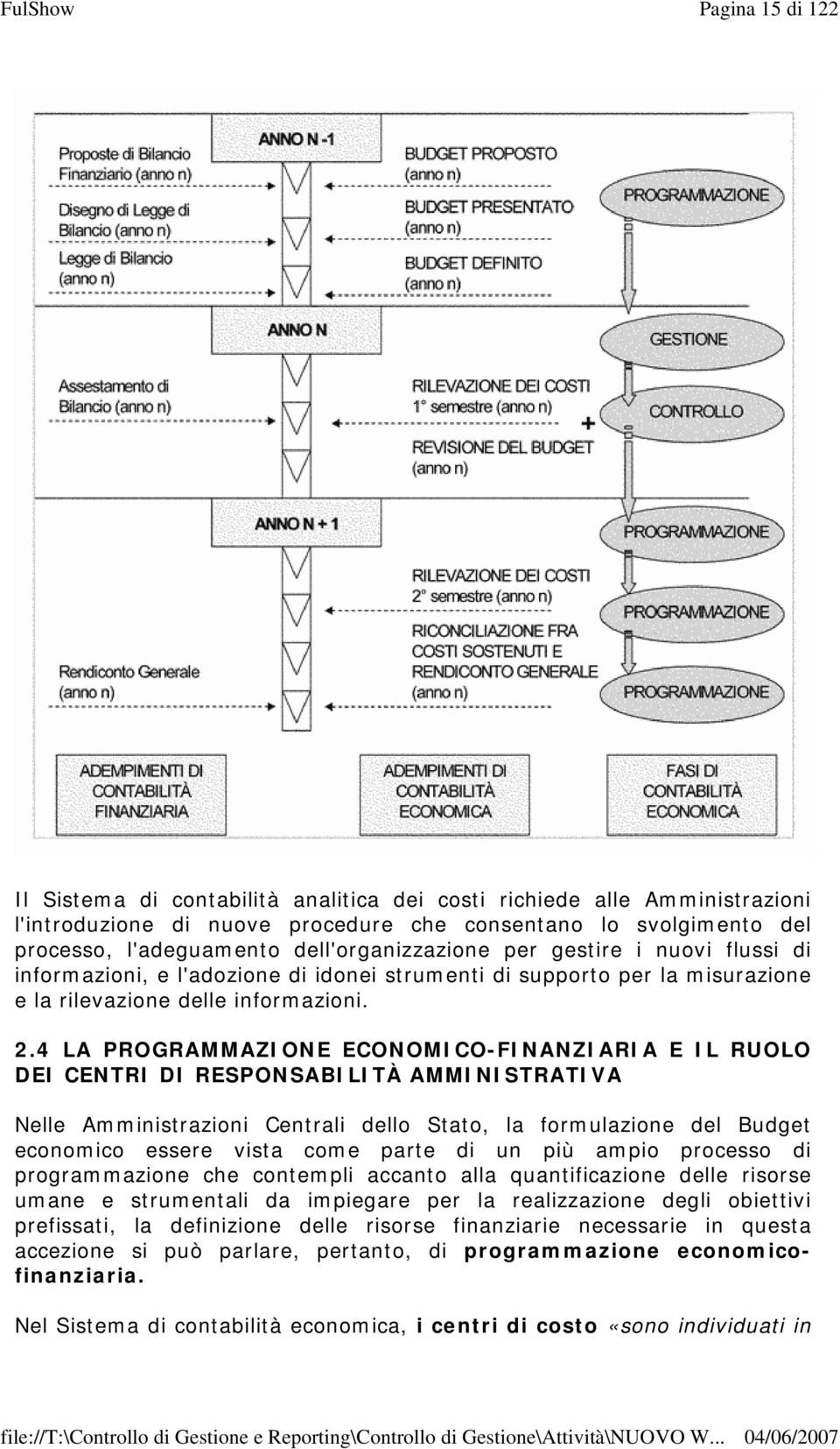 4 LA PROGRAMMAZIONE ECONOMICO-FINANZIARIA E IL RUOLO DEI CENTRI DI RESPONSABILITÀ AMMINISTRATIVA Nelle Amministrazioni Centrali dello Stato, la formulazione del Budget economico essere vista come