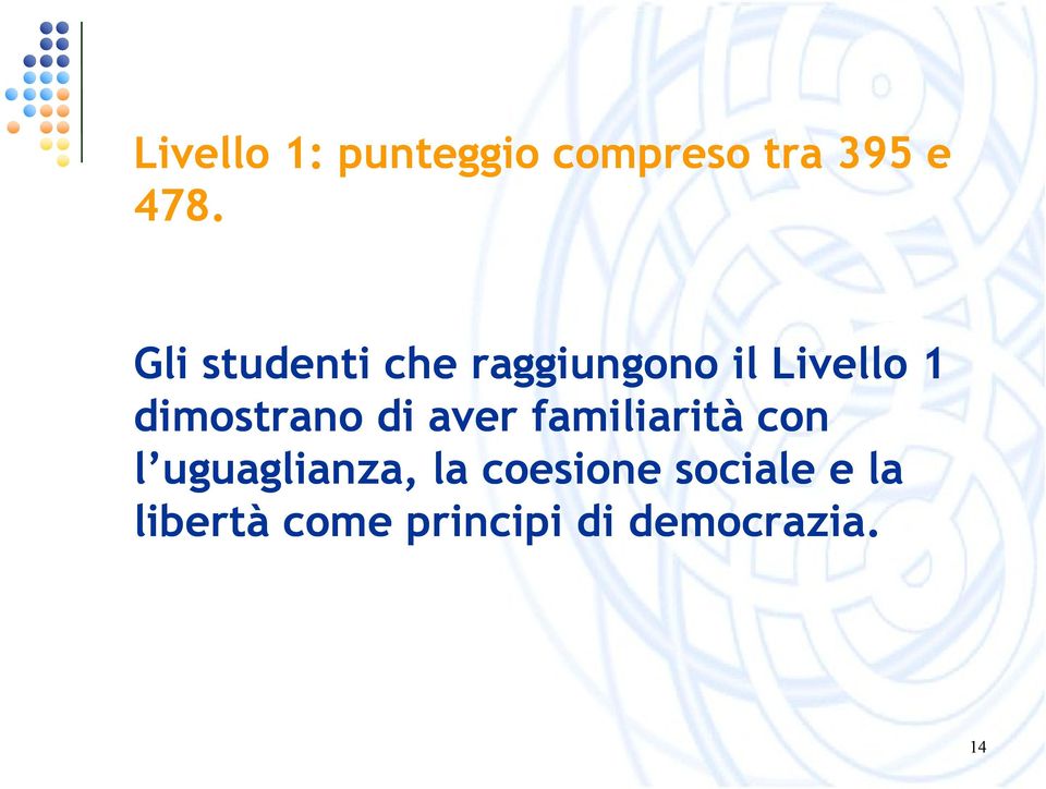 dimostrano di aver familiarità con l uguaglianza,