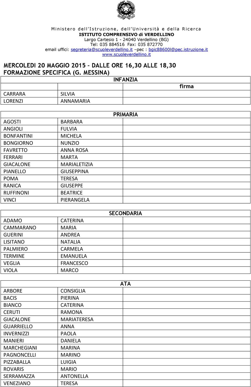 LISITANO PALMIERO TERMINE VEGLIA VIOLA ARBORE BACIS BIANCO CERUTI GUARRIELLO INVERNIZZI MANIERI MARCHEGIANI PAGNONCELLI ROVARIS SERRAMAZZA VENEZIANO