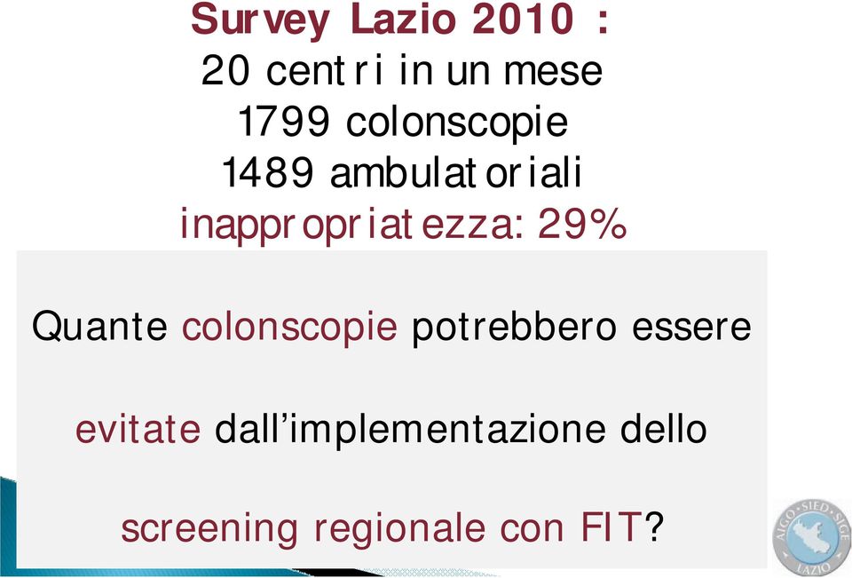 29% Quante colonscopie potrebbero essere evitate