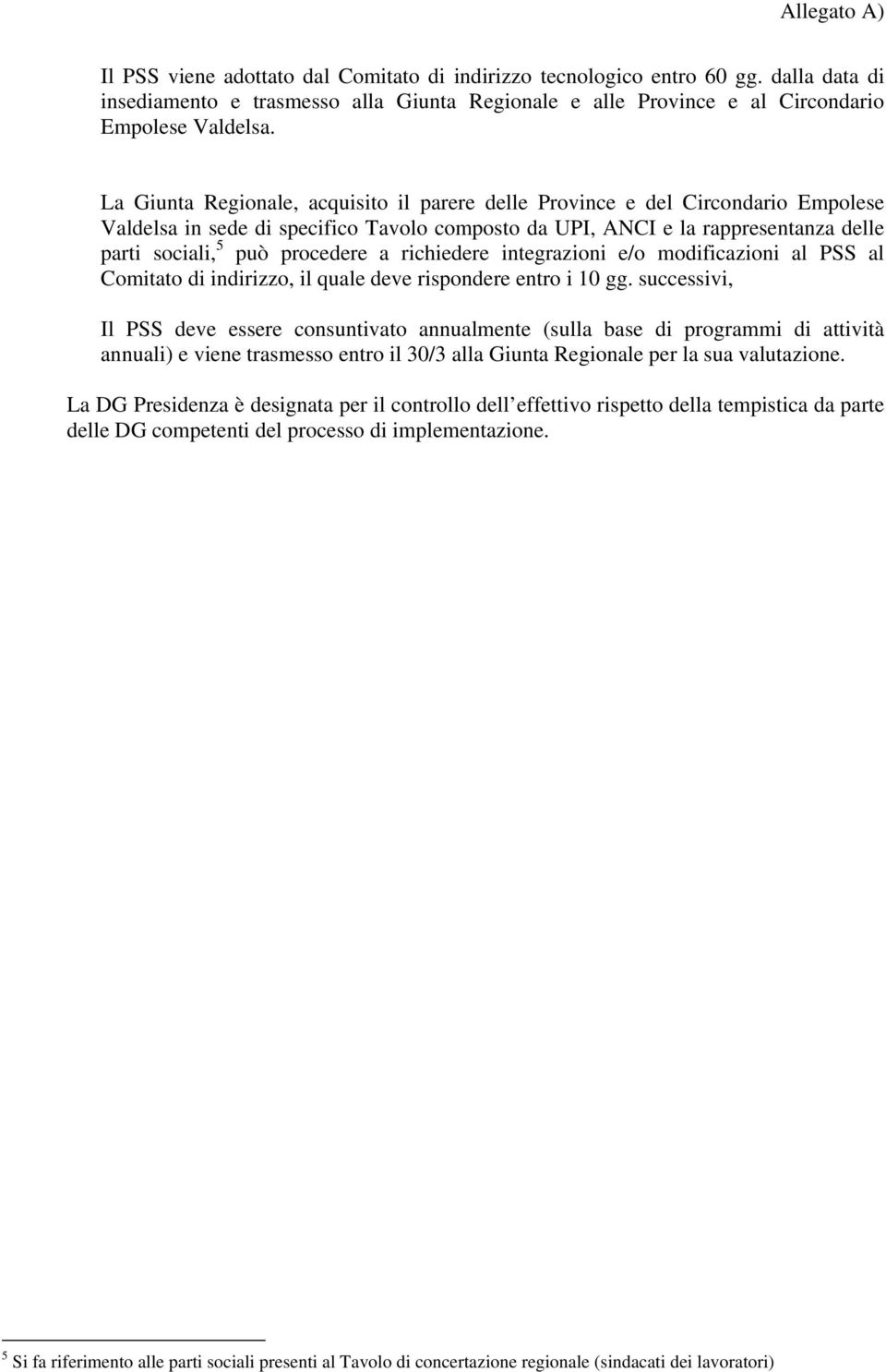 a richiedere integrazioni e/o modificazioni al PSS al Comitato di indirizzo, il quale deve rispondere entro i 10 gg.