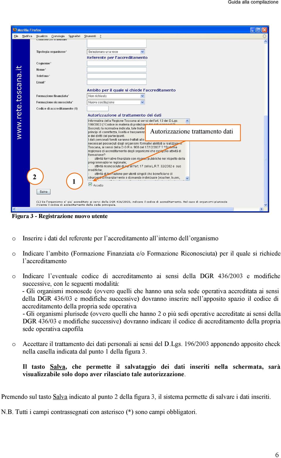 Gli organismi monosede (ovvero quelli che hanno una sola sede operativa accreditata ai sensi della DGR 436/03 e modifiche successive) dovranno inserire nell apposito spazio il codice di