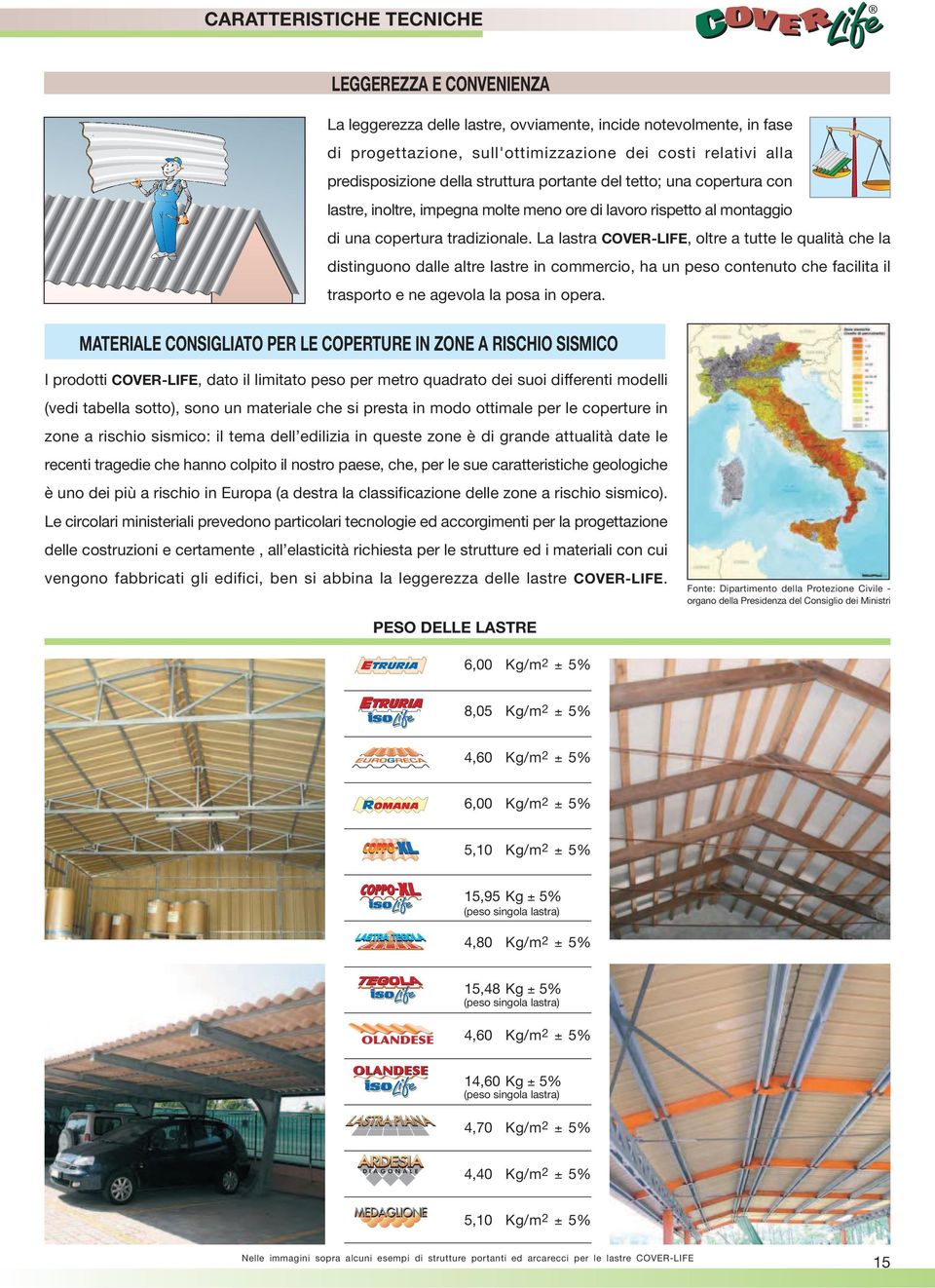 della struttura portante del tetto; una copertura con lastre, inoltre, impegna molte meno ore di lavoro rispetto al montaggio di una copertura tradizionale.