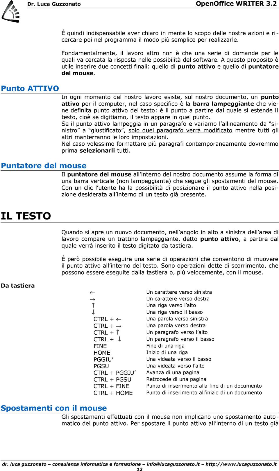 A questo proposito è utile inserire due concetti finali: quello di punto attivo e quello di puntatore del mouse.