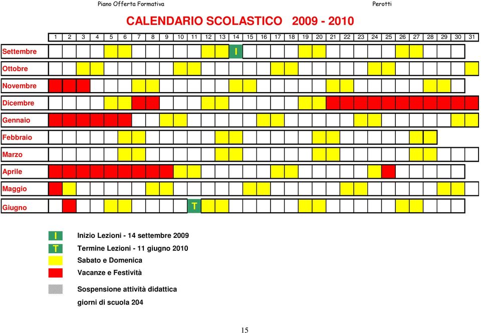 Febbraio Marzo Aprile Maggio Giugno T I T Inizio Lezioni - 14 settembre 2009 Termine Lezioni - 11