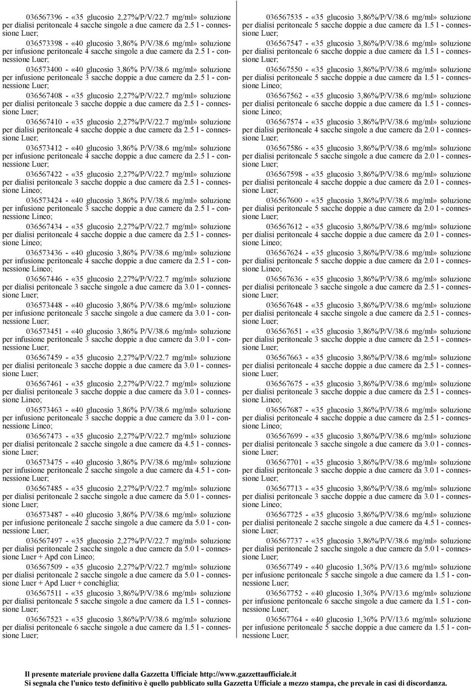 6 mg/ml» soluzione per infusione peritoneale 3 sacche doppie a due camere da 2.5 l - connessione 036567408 - «35 glucosio 2,27%/P/V/22.