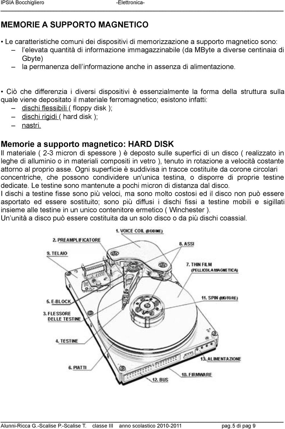 Ciò che differenzia i diversi dispositivi è essenzialmente la forma della struttura sulla quale viene depositato il materiale ferromagnetico; esistono infatti: dischi flessibili ( floppy disk );