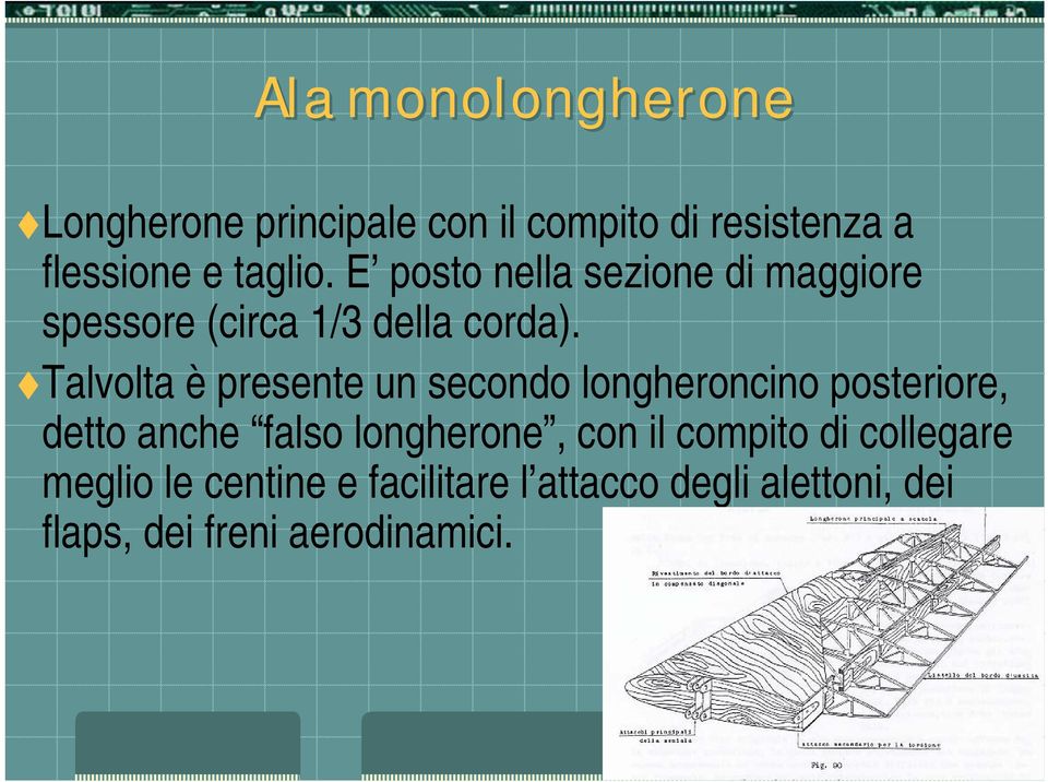 Talvolta è presente un secondo longheroncino posteriore, detto anche falso longherone, con