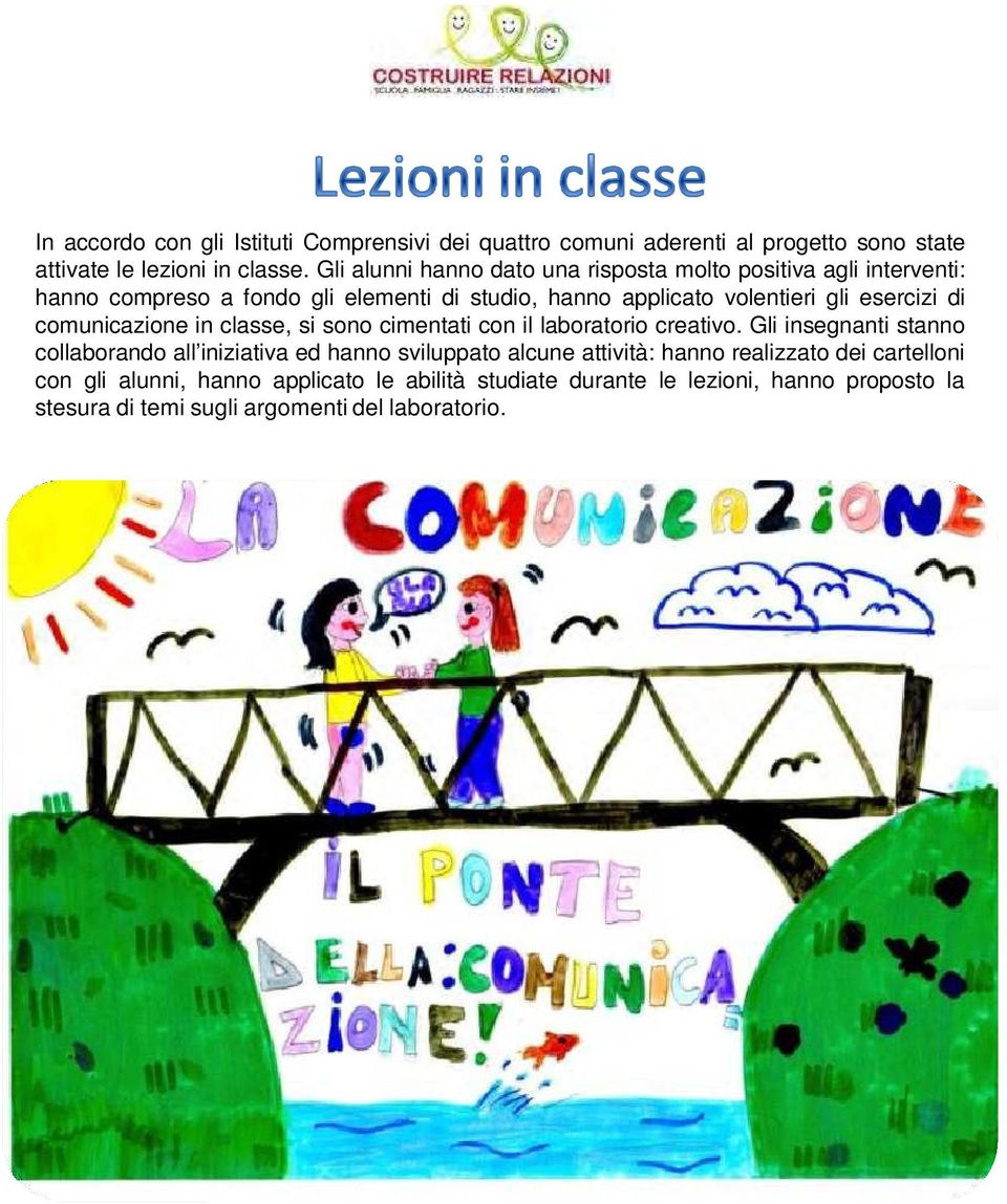 esercizi di comunicazione in classe, si sono cimentati con il laboratorio creativo.