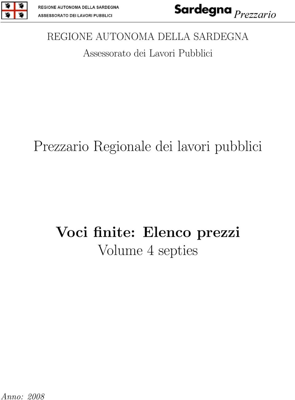 Prezzario Regionale dei lavori pubblici