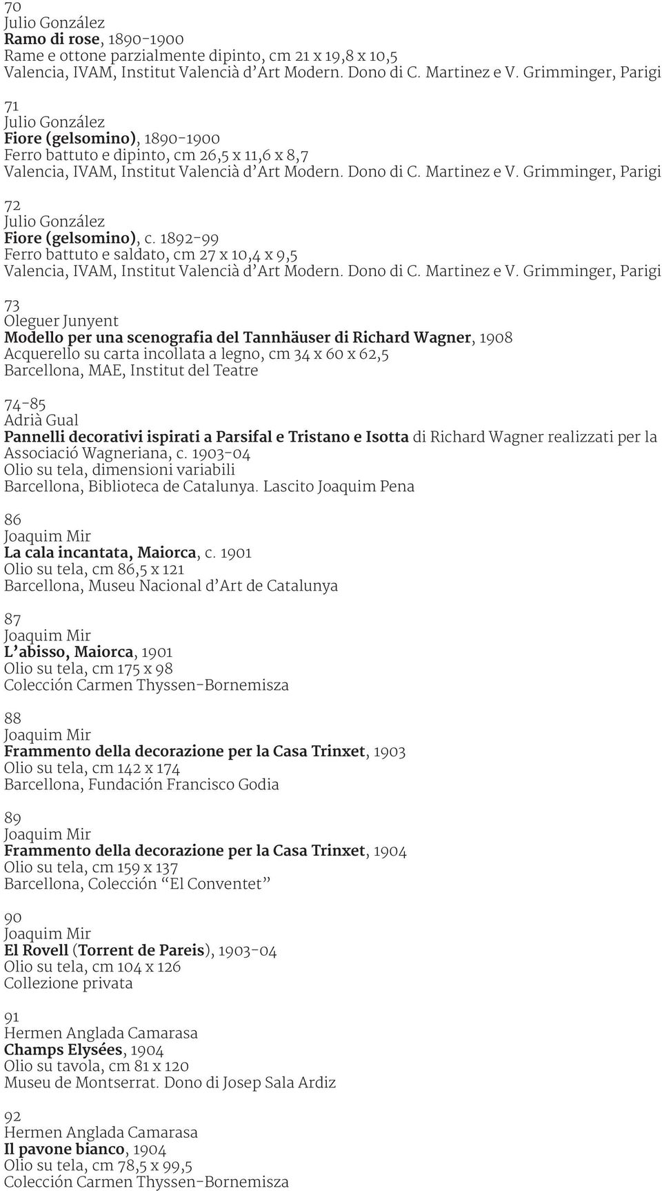 74-85 Adrià Gual Pannelli decorativi ispirati a Parsifal e Tristano e Isotta di Richard Wagner realizzati per la Associació Wagneriana, c.