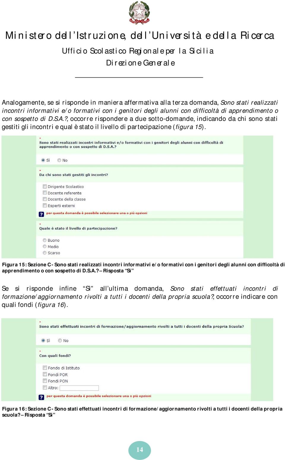 Figura 15: Sezione C - Sono stati realizzati incontri informativi e/o formativi con i genitori degli alunni con difficoltà di apprendimento o con sospetto di D.S.A.