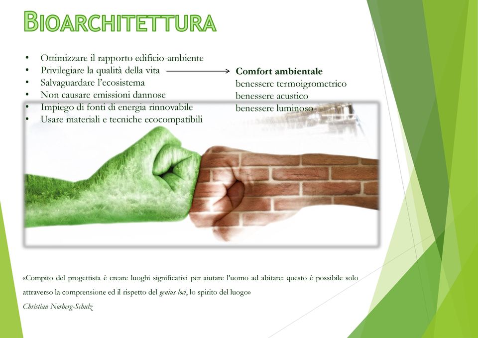 termoigrometrico benessere acustico benessere luminoso «Compito del progettista è creare luoghi significativi per aiutare l uomo