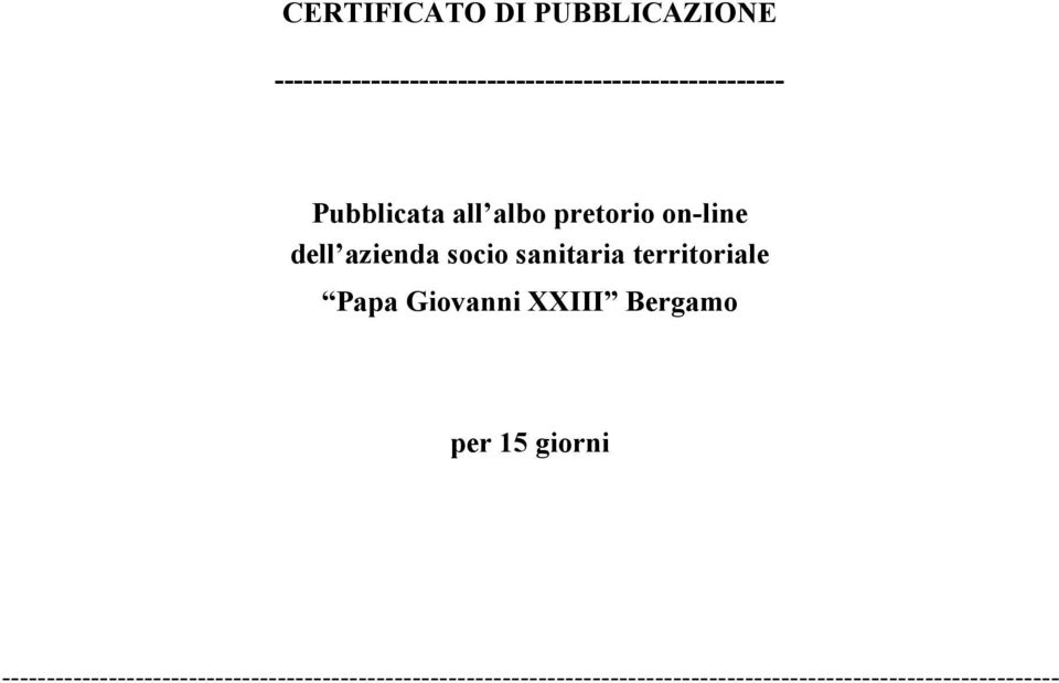 pretorio on-line dell azienda socio sanitaria territoriale Papa Giovanni XXIII