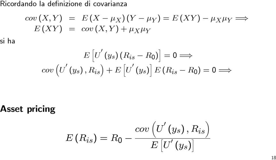 )(R is R 0 ) i =0= cov ³ U 0 (y s ),R is + E h U 0 (ys ) i E (R is R 0