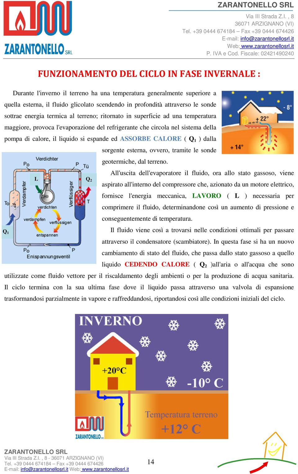 ed ASSORBE CALORE ( Q 1 ) dalla sorgente esterna, ovvero, tramite le sonde geotermiche, dal terreno.