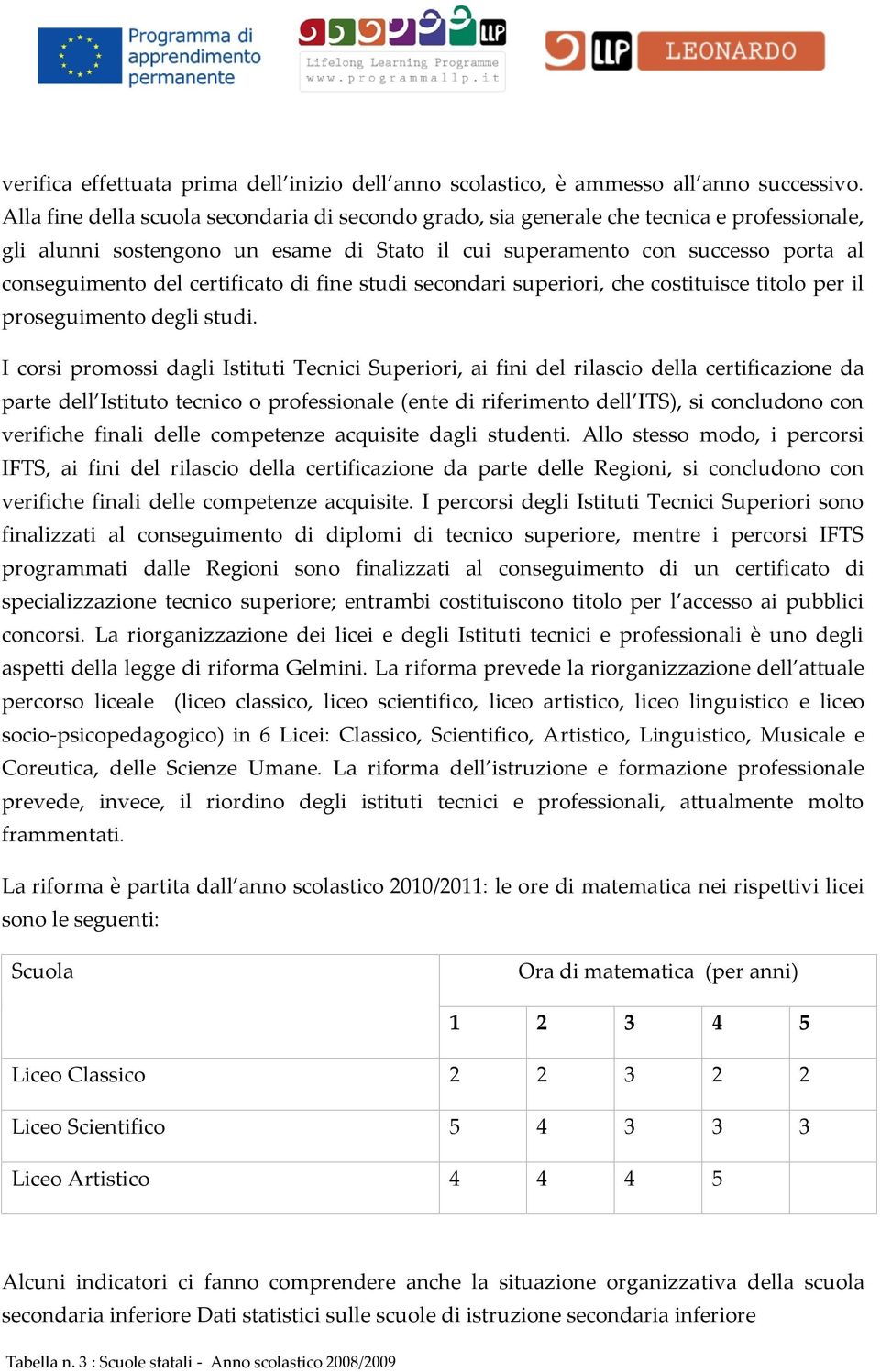 certificato di fine studi secondari superiori, che costituisce titolo per il proseguimento degli studi.