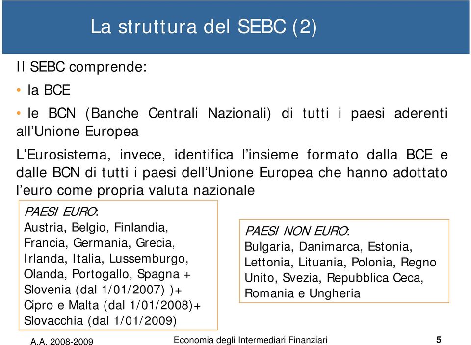 Francia, Germania, Grecia, Irlanda, Italia, Lussemburgo, Olanda, Portogallo, Spagna + Slovenia (dal 1/01/2007) )+ Cipro e Malta (dal 1/01/2008)+ Slovacchia (dal 1/01/2009)